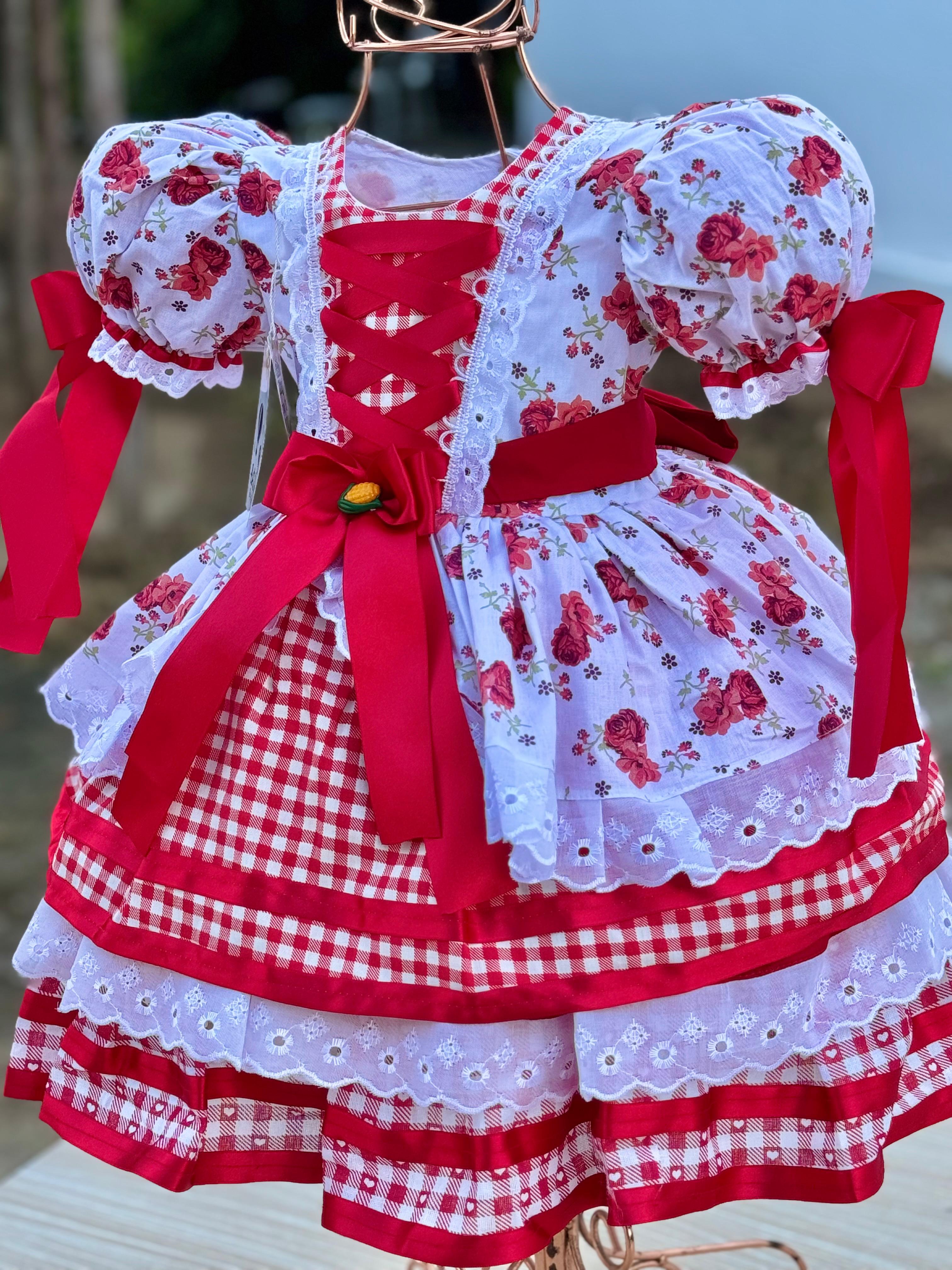 Vestido Caipira Xadrez da Paixao - Pronta e Entrega 