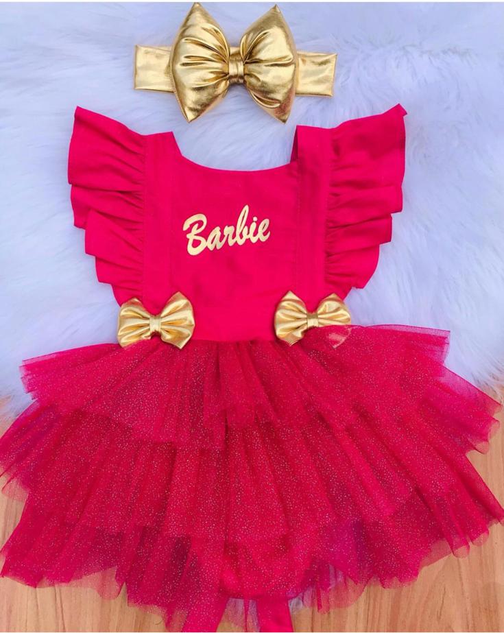 FANTASIA ROUPA ANIVERSARIO BARBIE LUXO SAIA TUTU ROSA INFANT