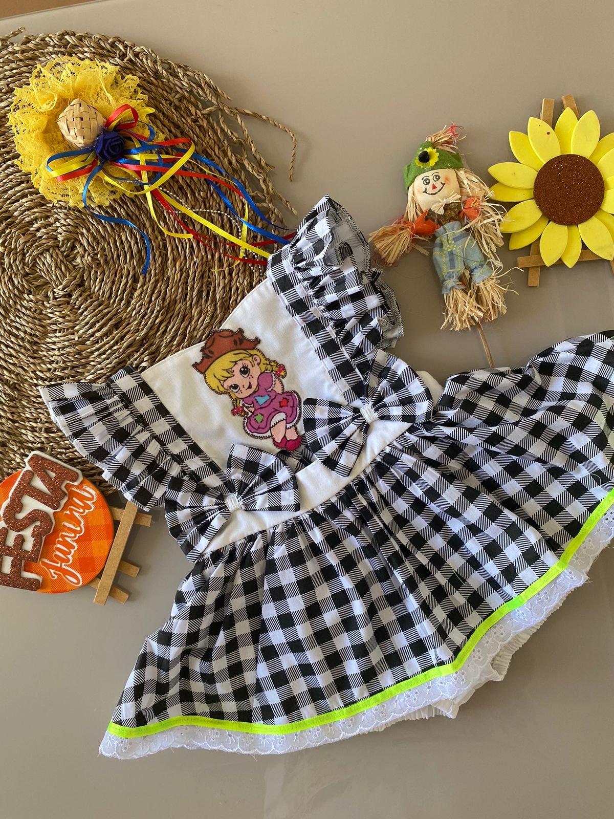 Romper  Vestido Xadrez  Bonequinha 
