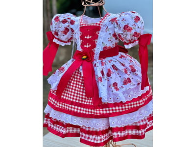 Vestido Caipira Xadrez da Paixao - Pronta e Entrega 
