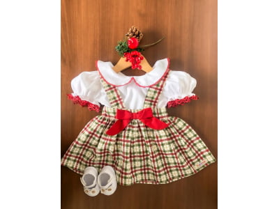 JARDINEIRA VESTIDO NATAL  com BLUSA