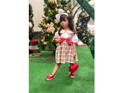 JARDINEIRA VESTIDO NATAL  com BLUSA