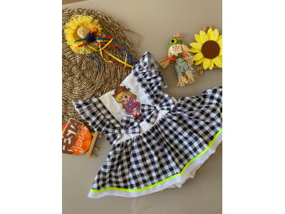 Romper  Vestido Xadrez  Bonequinha 