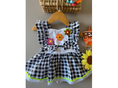 Romper  Vestido Xadrez  Bonequinha 