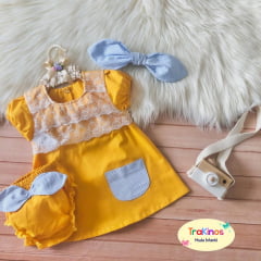 Conjunto Metoo  - 3 Peças - Amarelo Mostarda