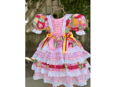 Vestido Caipira Alice Rosa -  Pronta e Entrega