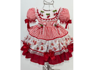 Vestido Caipira Cerejinhas - Encomenda - Previsão de Envio 15/04