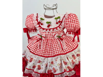Vestido Caipira Cerejinhas - Encomenda - Previsão de Envio 15/04