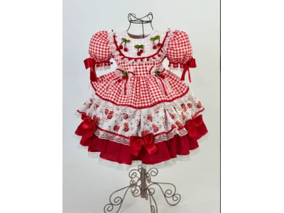 Vestido Caipira Cerejinhas - Encomenda - Previsão de Envio 15/04