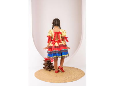 Vestido Fogueirinha Amarela  - PRONTA E ENTREGA - DISPONIVEL SOMENTE 14 ANOS!