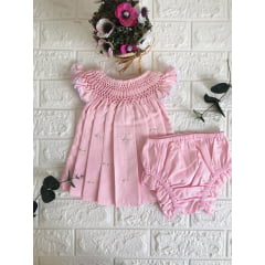 VESTIDO CASINHA DE ABELHA com Calcinha -  ROSA BEBE