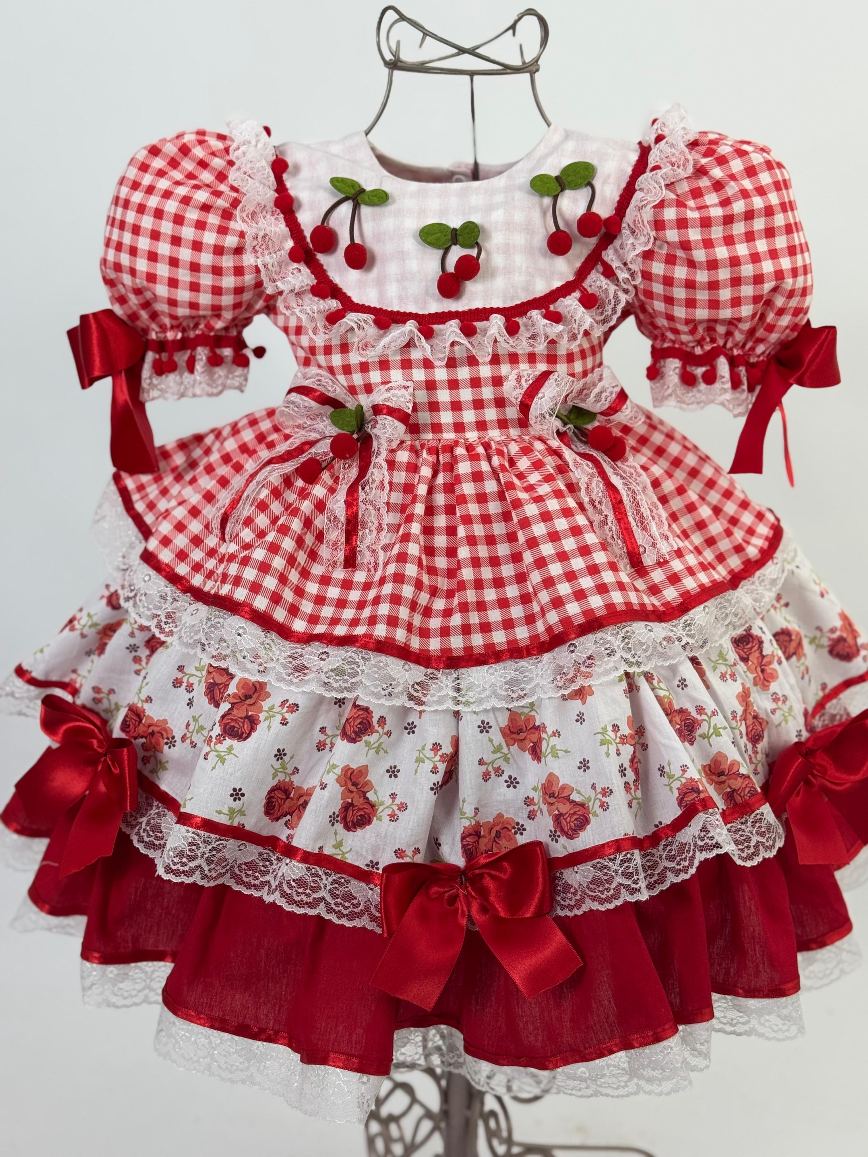 Vestido Caipira Cerejinhas - Encomenda - Previsão de Envio 15/04